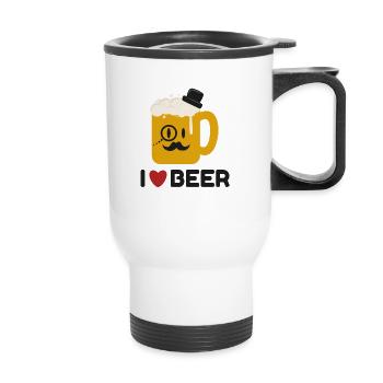 J'aime la bière - Tasse isotherme avec poignée - blanc - Devant