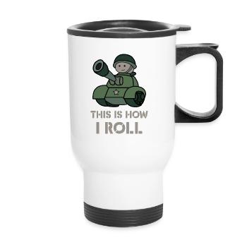 This is how i roll - fun military tank - Tasse isotherme avec poignée - blanc - Devant