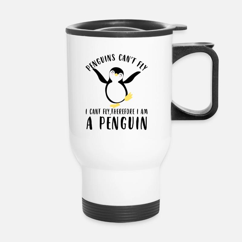 Penguins can't fly i can't fly i am a Penguin - Thermal mug with handle - white