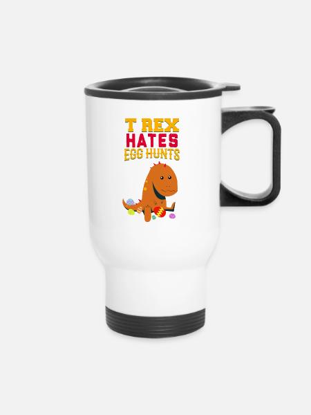 Funny Dinosaur Hates Easter Eggs Gift - Thermobecher mit Tragegriff - Weiß