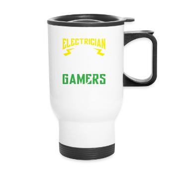 Electrician by Day Gamers by Night - arcade player - Thermobecher mit Tragegriff - Weiß - Vorne