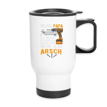 Papa Reparieren arsch lustig geschenk t-shirt - Thermobecher mit Tragegriff - Weiß - Vorne