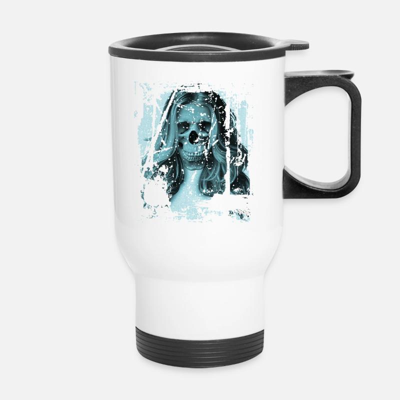 Skull Girl Tuerkis - Thermal mug with handle - white