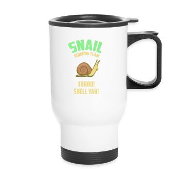 Escargot équipe en cours - escargot - cadeau - Tasse isotherme avec poignée - blanc - Devant