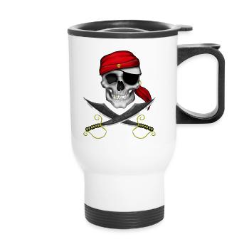 Crâne de pirate - Tasse isotherme avec poignée - blanc - Devant
