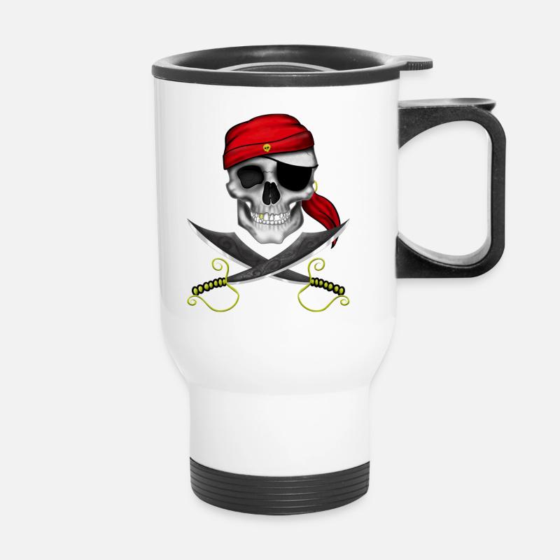 Crâne de pirate - Tasse isotherme avec poignée - blanc