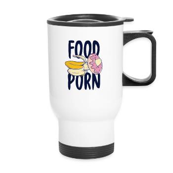 Bananen-Geschenk-Lebensmittel-Porno-Donut Shirt - Thermobecher mit Tragegriff - Weiß - Vorne