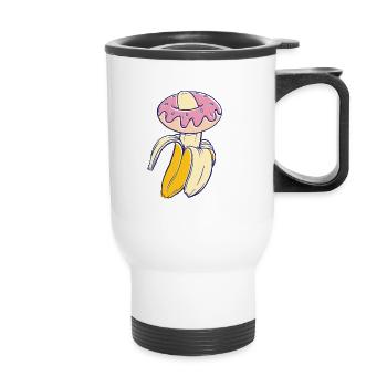 Bananen-Geschenk-Lebensmittel-Porno-Donut Shirt - Thermobecher mit Tragegriff - Weiß - Vorne