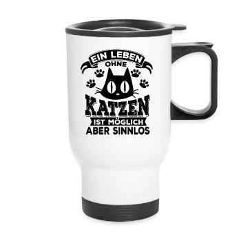 Cat purr meow room tiger kittens - Thermal mug with handle - white - Front