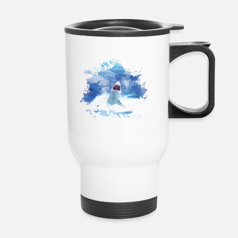 shark - Thermal mug with handle - white