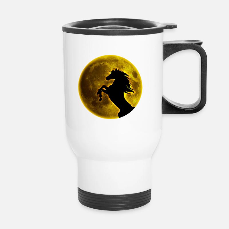 Full moon horse - Thermal mug with handle - white