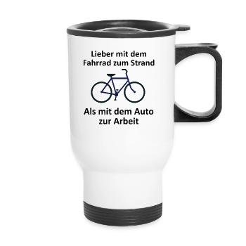 Fahrrad - Thermobecher mit Tragegriff - Weiß - Vorne