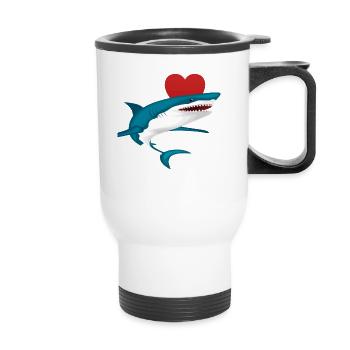 I Love Shark Week Cute Novelty Gift Idea For Shark Lovers Graphic Shark - Thermal mug with handle - white - Front