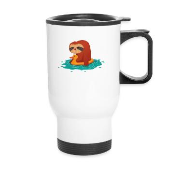 lustiges pool party faultier sommer design - Thermobecher mit Tragegriff - Weiß - Vorne