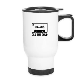 Cassette old but gold technique shirt - Thermal mug with handle - white - Front