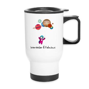 Interstellar and fabulous Einhorn weltraum - Thermobecher mit Tragegriff - Weiß - Vorne