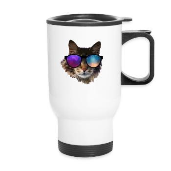 chat - Tasse isotherme avec poignée - blanc - Devant