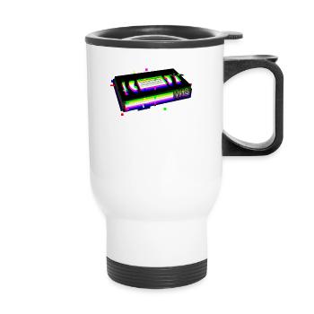 VHS Glitch Vaporwave Aesthetic Retro 90s Kid - Thermal mug with handle - white - Front