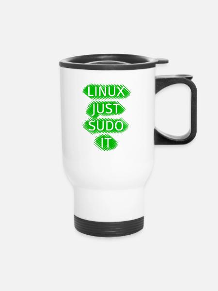 Linux Ubuntu SUDO - Thermobecher mit Tragegriff - Weiß