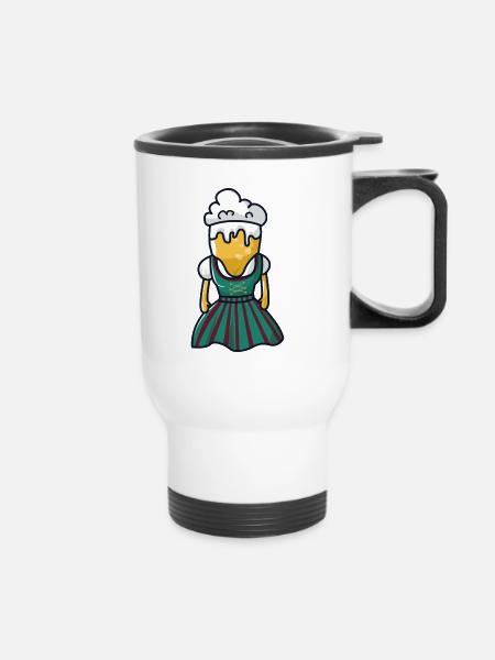 Bier Dirndl Bierzelt - Thermobecher mit Tragegriff - Weiß