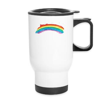 Regenbogen Farben Vintage Geschenk - Thermobecher mit Tragegriff - Weiß - Vorne