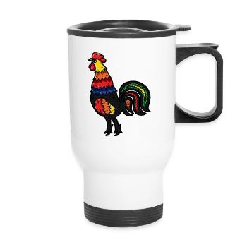 Hahn Retro Huhn Hühner LGBT Gay Pride farbig - Thermobecher mit Tragegriff - Weiß - Vorne