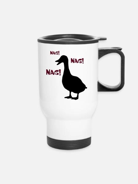Ente NAG! NAG! NAG! - Thermobecher mit Tragegriff - Weiß