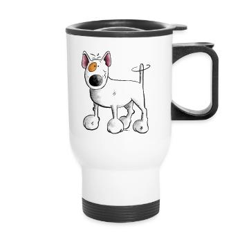 Bulli Bullterrier- Bull Terrier - Hund - Thermobecher mit Tragegriff - Weiß - Vorne