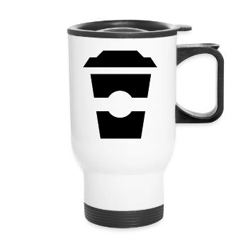 Stehender Kaffeebecher - deine Liebe zum Kaffee - Thermobecher mit Tragegriff - Weiß - Vorne
