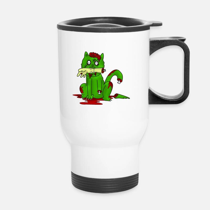 Zombie Katze - Thermobecher mit Tragegriff - Weiß