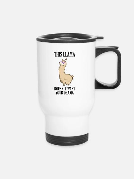Lama Drama - Thermobecher mit Tragegriff - Weiß
