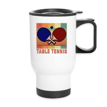 Tischtennis - Thermobecher mit Tragegriff - Weiß - Vorne
