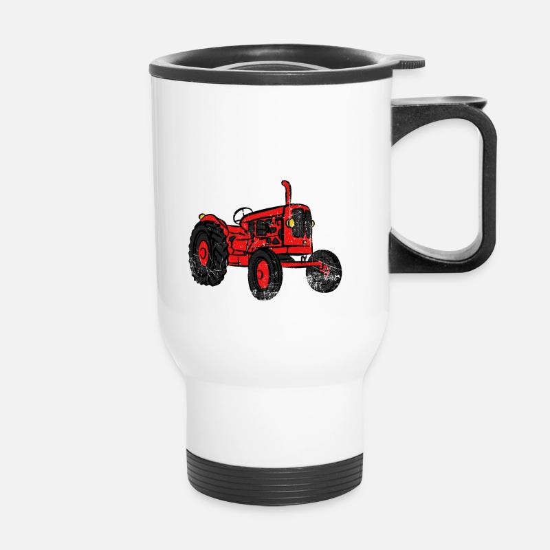 Schwester Traktor Farmer Kind Bruder Geschenk - Thermobecher mit Tragegriff - Weiß