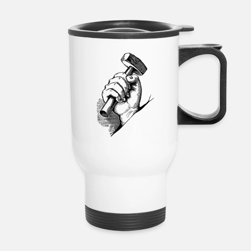 Main avec marteau - Tasse isotherme avec poignée - blanc