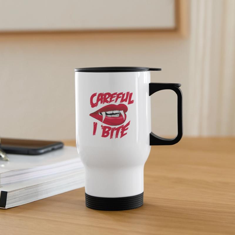 Attention I bite bite bite! Vampire dentition teeth Thermal mug with handle