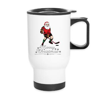 Hockey Santa Joyeux Noël - Tasse isotherme avec poignée - blanc - Devant