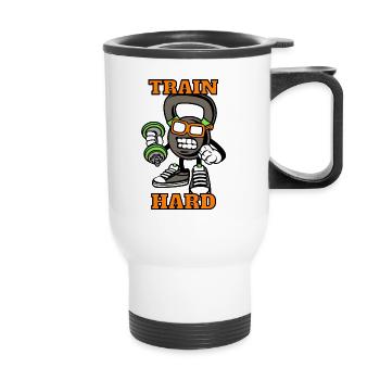 Fitness Train Hard Cartoon - Thermal mug with handle - white - Front
