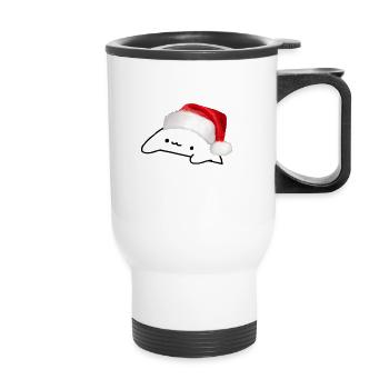 Bongo Cat Christmas Meme - Thermobecher mit Tragegriff - Weiß - Vorne