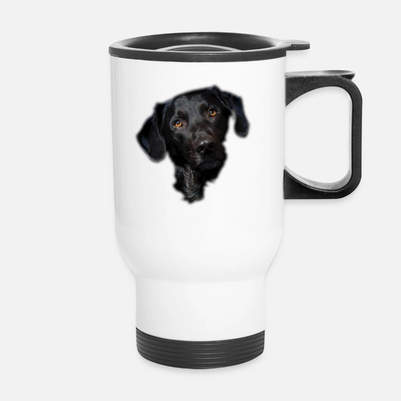 Visage de chien Labrador noir - Tasse isotherme avec poignée - blanc