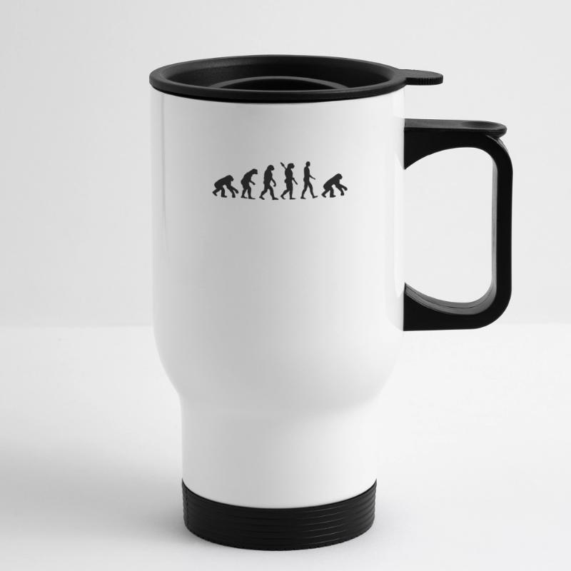 Evolution monkey human funny Neanderthal freak Thermal mug with handle
