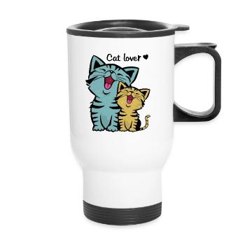 Niedliche Katzen | Miezekatze Tierliebe Geschenk - Thermobecher mit Tragegriff - Weiß - Vorne