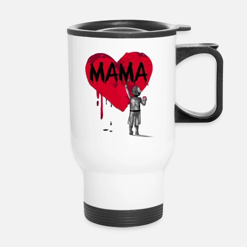 Mama-Sohn - Thermobecher mit Tragegriff - Weiß