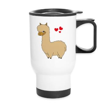 Funny Lama - Thermobecher mit Tragegriff - Weiß - Vorne