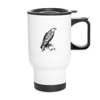 Cadeau de chemise de dessin chasse oiseau faucon - Tasse isotherme avec poignée - blanc - Devant