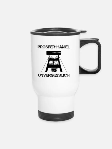 Zeche Prosper-Haniel Bottrop unvergesslich - Thermobecher mit Tragegriff - Weiß