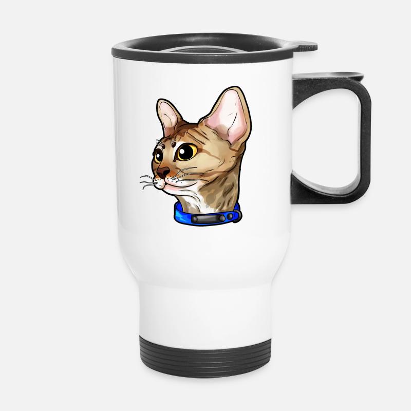 Devon Rex Chat Visage de Chat Amour - Tasse isotherme avec poignée - blanc