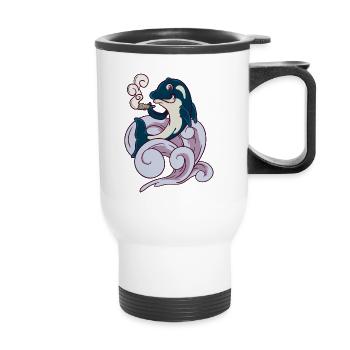 Funny Vaping Pothead Orca Whale Smoker Joint - Thermal mug with handle - white - Front