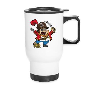 Drôle de pirate trésor coffre au trésor sabre crochet main - Tasse isotherme avec poignée - blanc - Devant