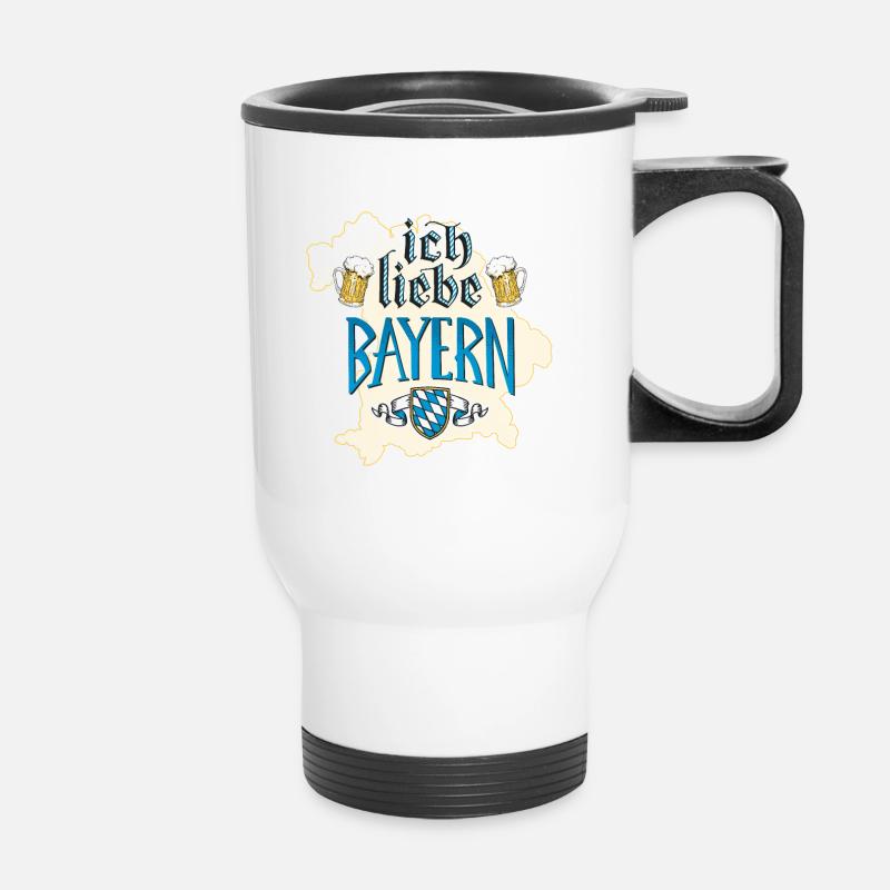 Ich liebe Bayern Shirt - Thermobecher mit Tragegriff - Weiß
