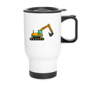 Excavator Dredge Driver Worker Funny Gift - Thermal mug with handle - white - Front